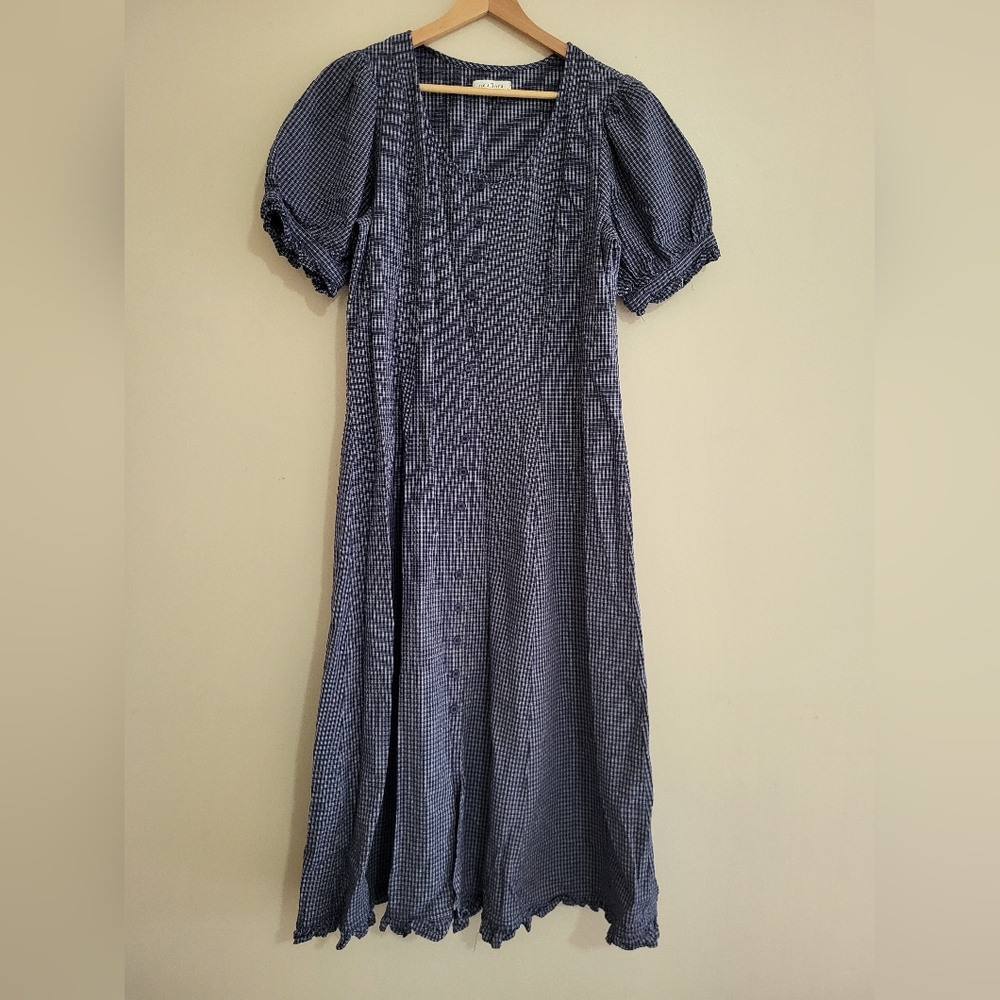 Neuflora Dover Dress Size Small Blue & White Check